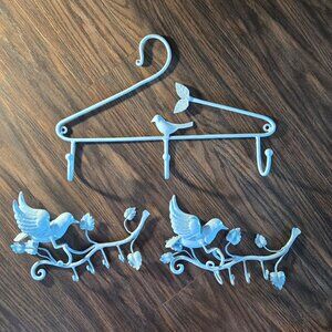 Rustic/Farmhouse/Cottagecore Style Set of Iron Bird-themed Hooks (SET OF THREE)